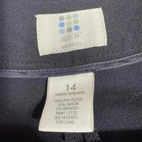 Apt 9 stretch navy blue trouser pants slacks - Picture 7 of 8